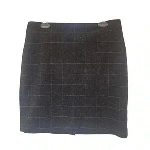Banana Republic Women's Dark Gray Wool Blend Checked Lined Mini Skirt